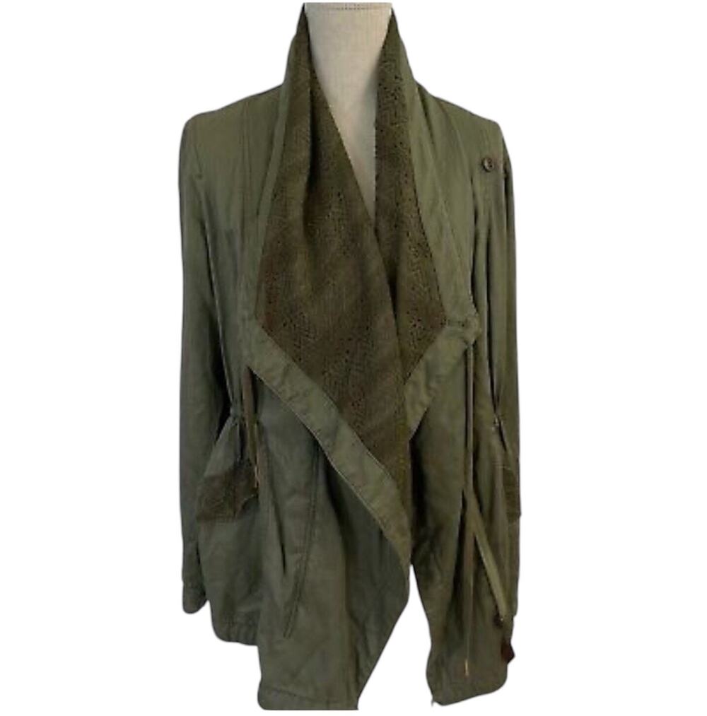 Anthropologie Hei Hei Women Cargo & Lace Military Jacket Sz.Sm Green Gorpcore